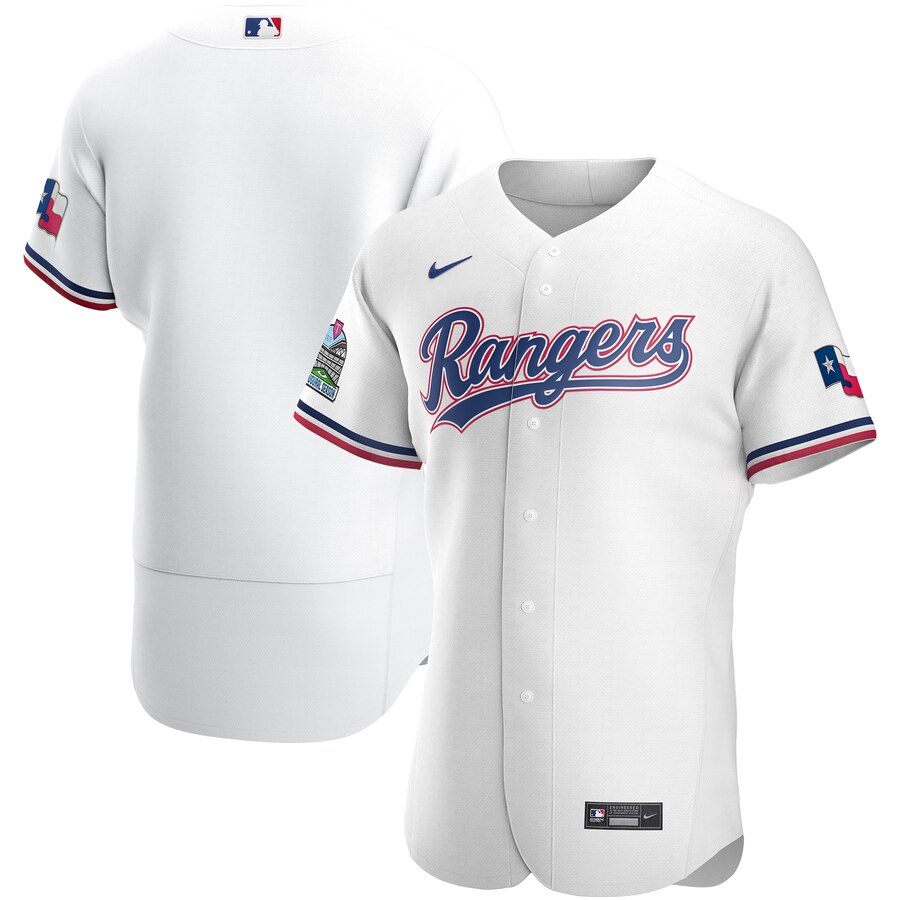 Custom Texas Rangers Men Nike White Home 2020 Authentic Team MLB Jersey
